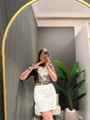 EKRU KEMERLİ KOT ETEK