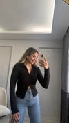 FERMUARLI BLUZ SİYAH 