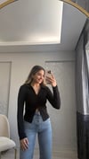FERMUARLI BLUZ SİYAH 