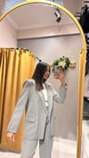 GRİ ÇİZGİLİ BLAZER CEKET 