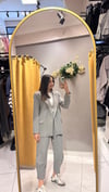 GRİ ÇİZGİLİ BLAZER CEKET 