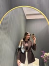 KAHVE BELDEN OTURTMALI KEMERLİ VE ŞAL DETAYLI BLAZER CEKET 