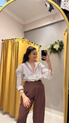 KAHVE ÇİZGİLİ GÖMLEK