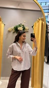 KAHVE ÇİZGİLİ GÖMLEK
