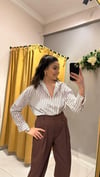 KAHVE ÇİZGİLİ GÖMLEK