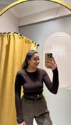 KAHVE DÜĞMELİ BLUZ 