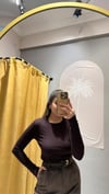 KAHVE DÜĞMELİ BLUZ 
