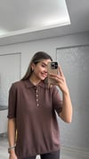 KAHVE DÜĞMELİ TRİKO 