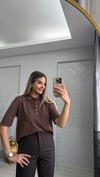KAHVE DÜĞMELİ TRİKO 