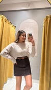 KAHVE KEMERLİ KOT ETEK