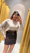 KAHVE KEMERLİ KOT ETEK
