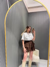 KAHVE KEMERLİ ŞORT ETEK