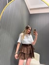 KAHVE KEMERLİ ŞORT ETEK