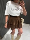 KAHVE KEMERLİ ŞORT ETEK