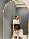 KAHVE KEMERLİ ŞORT ETEK