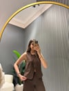KAHVE KETEN ŞORTLU TAKIM 