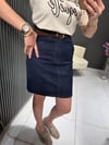 KEMERLİ KOYU LACİVERT KOT ETEK