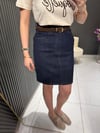 KEMERLİ KOYU LACİVERT KOT ETEK