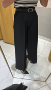 KEMERLİ KUMAŞ PANTOLON SİYAH
