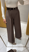KEMERLİ KUMAŞ PANTOLON VİZON 