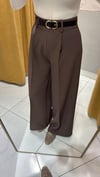 KEMERLİ KUMAŞ PANTOLON VİZON 