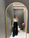 KEMERLİ SİYAH SATEN PANTOLON 