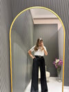 KEMERLİ SİYAH SATEN PANTOLON 