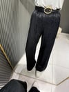 KEMERLİ SİYAH SATEN PANTOLON 