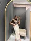 KEMERLİ YIRTMAÇLI KOT ETEK 