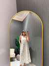 KETEN LACİVERT DESENLİ ELBİSE 