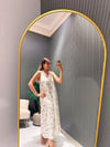 KETEN LACİVERT DESENLİ ELBİSE 