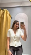 KREM GOLD DÜĞMELİ YELEK 