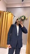 LACİVERT ÇİZGİLİ BLAZER CEKET 