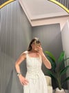 LACİVERT ÇİZGİLİ KORSE BLUZ