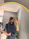 LACİVERT İŞLEMELİ GÖMLEK