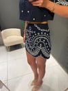 LACİVERT İŞLEMELİ ŞORT ETEK 