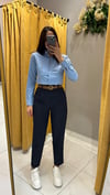 LACİVERT KEMERLİ KUMAŞ PANTOLON