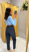 LACİVERT KEMERLİ KUMAŞ PANTOLON