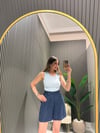 LACİVERT KETEN LASTİKLİ  ŞORT 