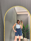 LACİVERT KETEN LASTİKLİ  ŞORT 