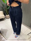 LACİVERT KETEN  YELEKLİ TAKIM 