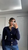 LACİVERT SAÇ ÖRGÜ HIRKA