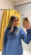 LACİVERT TAŞ İŞLEMELİ KAZAK 