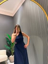 LACİVERT TEK OMUZ ELBİSE 
