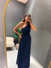 LACİVERT TEK OMUZ ELBİSE 