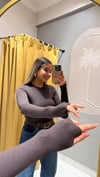 MODAL KUMAŞ PARMAK GEÇMELİ BLUZ KAHVE