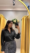 ORJ SİYAH SATEN GÖMLEK