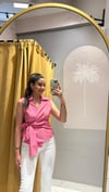 PEMBE ÇİZGİLİ KOLSUZ GÖMLEK