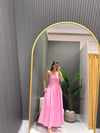 PEMBE STRAPLEZ ELBİSE
