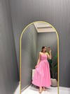 PEMBE STRAPLEZ ELBİSE